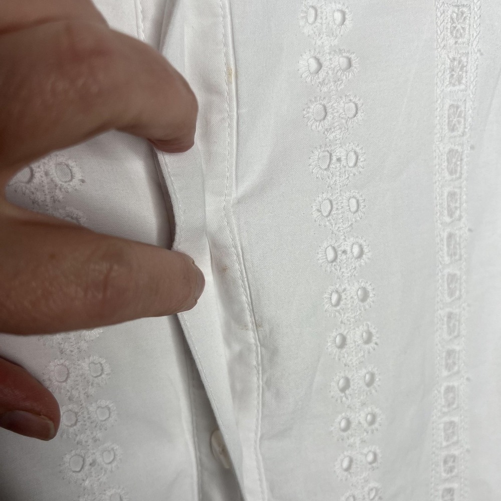 Draper James Dress Womens 4 White Eyelet Shirt Dress Long Sleeve Lined DRW0642 - Picture 6 of 13